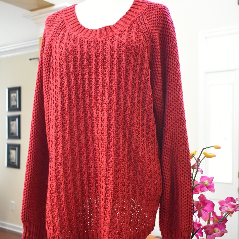 Calvin Klein red loose weave sweater